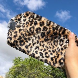 soft cheetah makeup bag